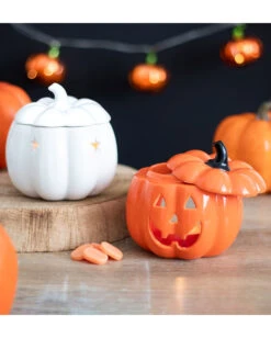 Weiße Halloween Kürbis Duftlampe 11 Weiße Halloween Kürbis Duftlampe -Cosly Verkaufsgeschäft weisse jack o lantern kuerbis duftlampe white jack o lantern pumpkin oil burner halloween tischdeko 53767 05