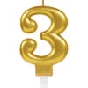 Metallic Zahlenkerze 3 Gold